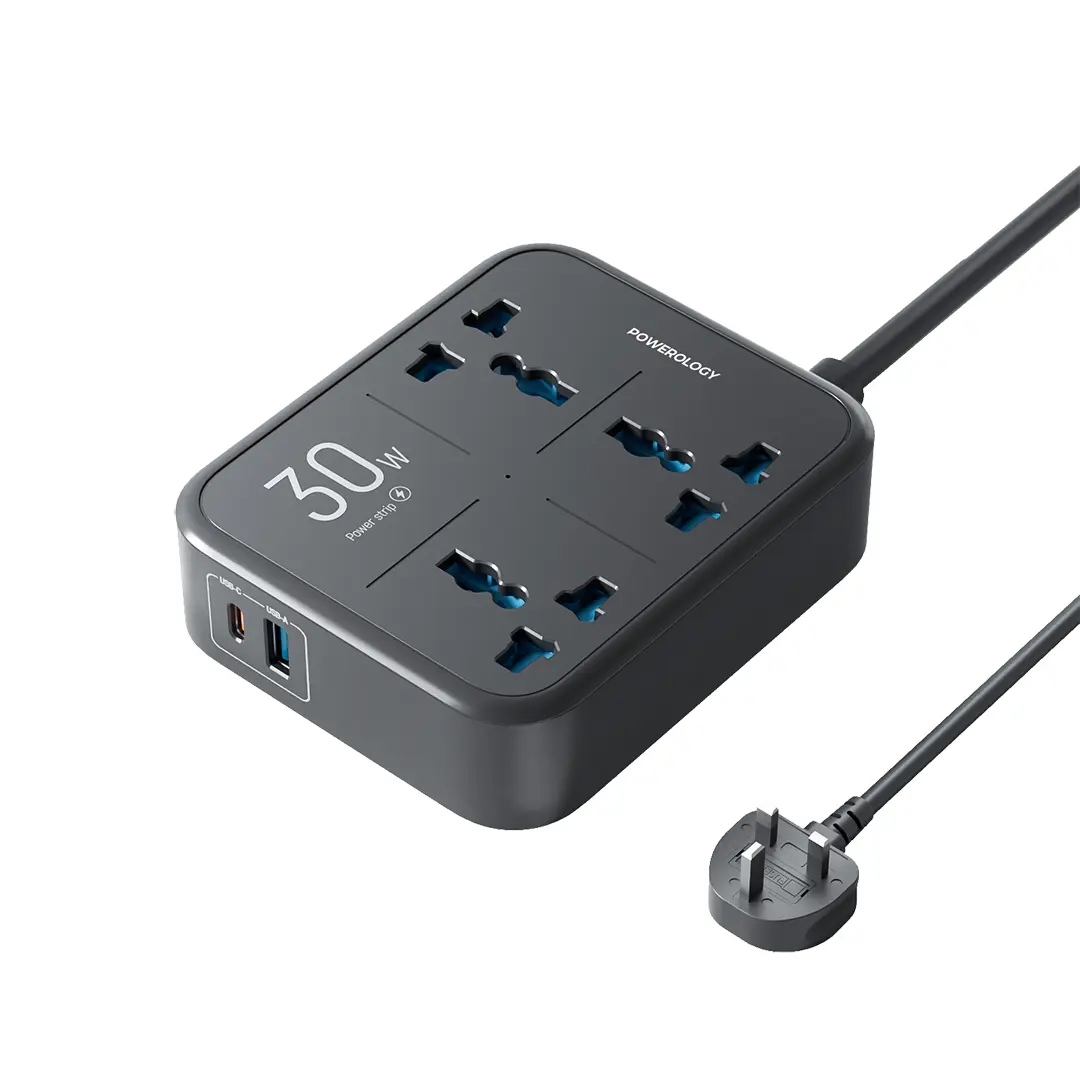 image_1 چند راهی برق پاورولوژی 3250 وات مدل Powerology 3250W Power Strip (توان صنعتی، بدنه ضد حریق و پورتهای فست شارژ USB) - تصویر 1