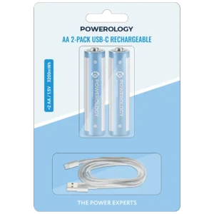 باتری قلمی شارژی پاورولوژی مدل Powerology USB-C Rechargeable AA Battery