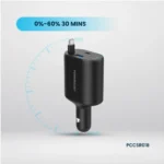 شارژر فندکی سیم جمع شونده پاورولوژی 70 وات مدل Powerology Type-C Retractable Car Charger - تصویر 2