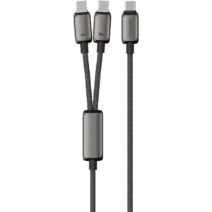 کابل 2 به 1 تایپ سی پاورولوژی مدل Powerology Zinco 2-in-1 Dual USB-C Cable توان 100 وات