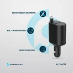 شارژر فندکی سیم جمع شونده پاورولوژی 70 وات مدل Powerology Type-C Retractable Car Charger - تصویر 4