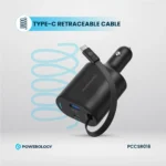 شارژر فندکی سیم جمع شونده پاورولوژی 70 وات مدل Powerology Type-C Retractable Car Charger - تصویر 7