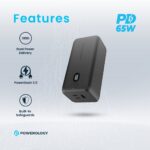 پاوربانک 65 وات پاورولوژی 20000 مدل Powerology 65W Onyx Power Bank (فست شارژ خروجی لپ‌تاپ و نمایشگر دیجیتال ) - تصویر 4