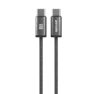 کابل شارژ 1.2 متری PD و فست Porodo Type-C To Type-C 60W مدل PD-W60CC1-WH کنفی