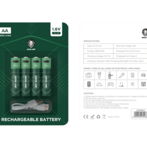 باتری قلمی شارژی گرین لاین مدل Green Lion Rechargeable AA Battery بسته 4 عددی