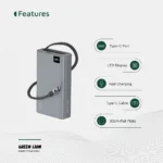 پاوربانک کابل دار کشویی گرین لاین 35 وات 10 هزار مدل Retractable - تصویر 7