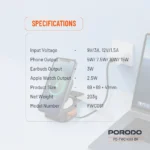 شارژر وایرلس جیبی تاشو پرودو مدل 3 کاره مسافرتی PD-FWCH061-BK - تصویر 4