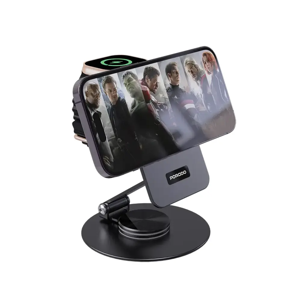 PD-FWCH035-BK استند چرخشی و شارژر وایرلس پرودو مدل Wireless Charging Rotating Stand , PD-FWCH035-BK - تصویر 1