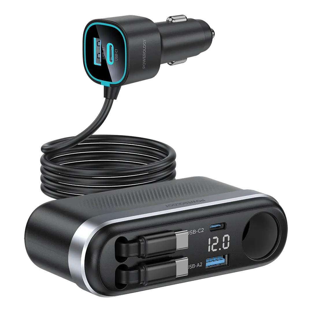 image_1 شارژر فندکی فست شارژ پاورولوژی Currnex 60W PCCSR19BK - تصویر 1
